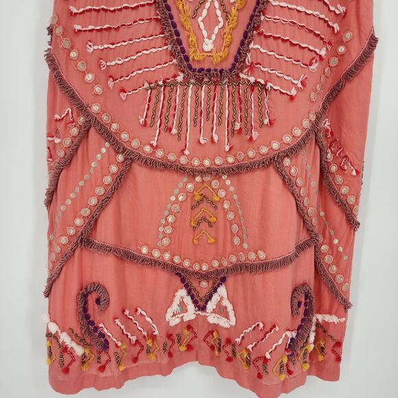 Anthropologie Bl^nk Reveka Embellished Shift Dress XSP London Beaded Fringe Mini - Picture 7 of 13